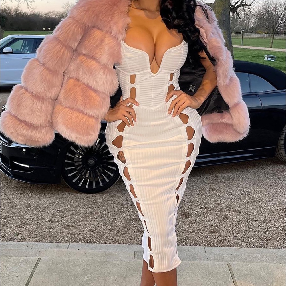 Elegant White Cut-Out Dress